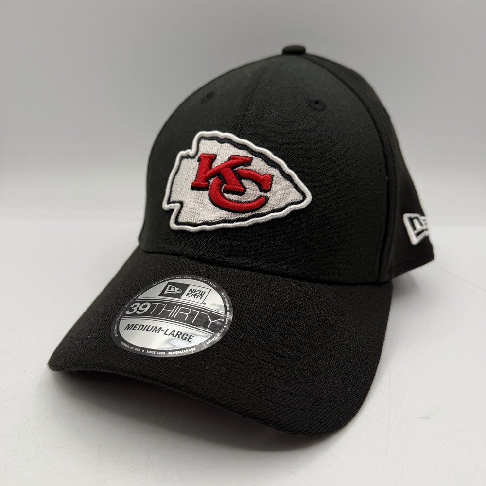 New Era 39Thirty Kansas City Chiefs Hat Cap Sz M/L Stretch Flex Fit Black NFL